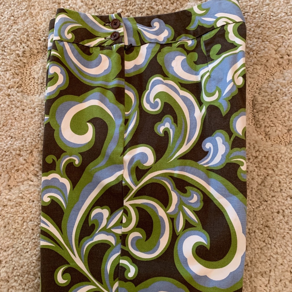 Talbots Y2K Brown Paisley Crop Pants - Picture 4 of 10